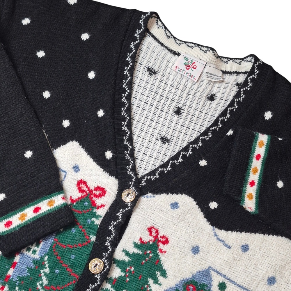 VTG Nutcracker Womens Medium 90s Christmas Cardigan Cottagecore‎ Snowman